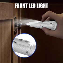3.7V Cordless Electric Screwdriver Rechargeable portable Mini Rotary Home Gadget，Automatic Manual all in one with LED Light and USB- Type C Charging Cable White