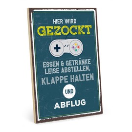 TypeStoff HS-00472 Wooden Sign with Saying – Here Is Zocked – Vintage Look with Quote as Gift and Decoration