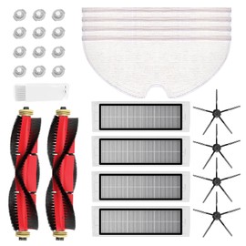 Rrochio Original Accessory Replacement Parts for Roborock S5/S5 Max/S6 Pure/S6 Maxv, 2 Main Brushes, 4 Wipes, 4 Filters, 4 Black Side Brushes, 12 Water Tank Filters