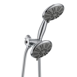 Ana Bath 5-Inch Anti-Clog High Pressure 3-Way LARGE Dual Shower Head with Handheld Spray - 5-Spray Setting/BRASS CONNECTOR/5 Ft Stainless Steel Hose/All Chrome (SS5450CCP)