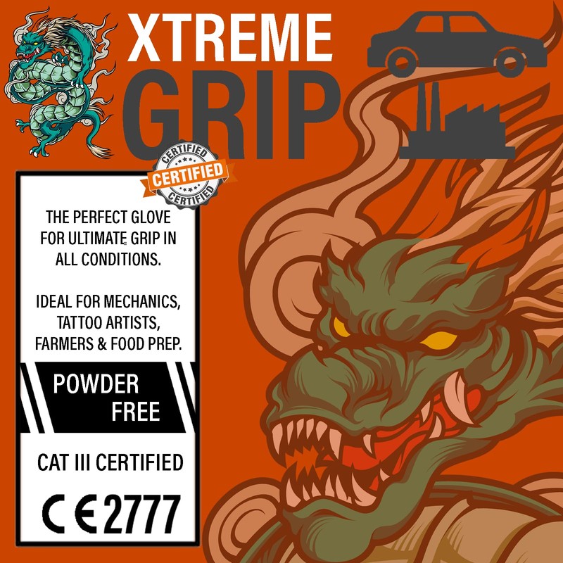 Xtremeauto Nitrile Gloves - Disposable Gloves, Diamond Grip Black Gloves