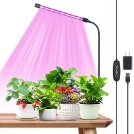 YESTI Grow Light, Red Blue Full Spectrum Plant Llight for Indoor Plants, Seedings Succulents Small Plants, Grow Lamp with Auto On/Off Timer, 9 Dimmable Levels, 1 Pack