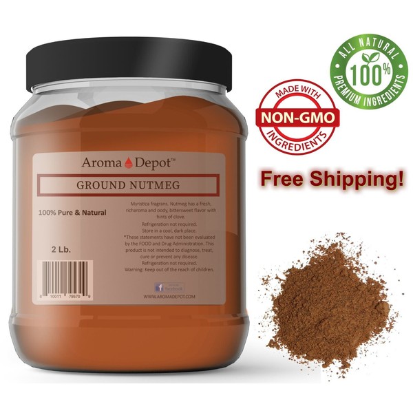 2lb Ground Nutmeg 100% Pure Natural Myristicaceae Nuez Moscada Powder JAR