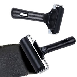Dtoterul Rubber Roller Pack of 2 Lino Roller Black Rubber Roller Pressure Roller Hard Rubber Brayer Roller Roller Roller Lino Paint Roller with Handle for Block Pressure and Crafts (6 cm, 10 cm)