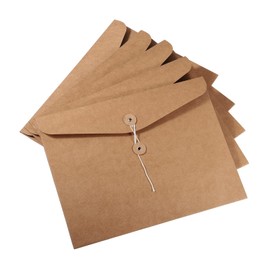 YOKIVE 10 Pack String Envelope File Folder, String Tie Closure Paper Pocket Folders | Letter Size Bills Files Organizer for Office(Brown, A4)