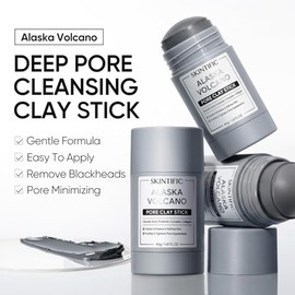 SKINTIFIC Mascarilla Facial en Barra para Limpieza Profunda de Poros Removedora de Puntos Negros, Mascarilla de Barro con Arcilla Natural de Volcán de