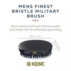 Kent MN11 Natural Black Boar Bristle Brush for Men's Grooming