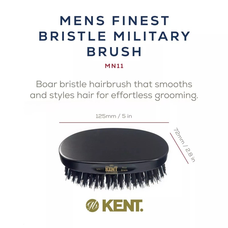 Kent MN11 Natural Black Boar Bristle Brush for Men's Grooming