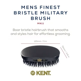 Kent MN11 Natural Black Boar Bristle Brush for Men's Grooming