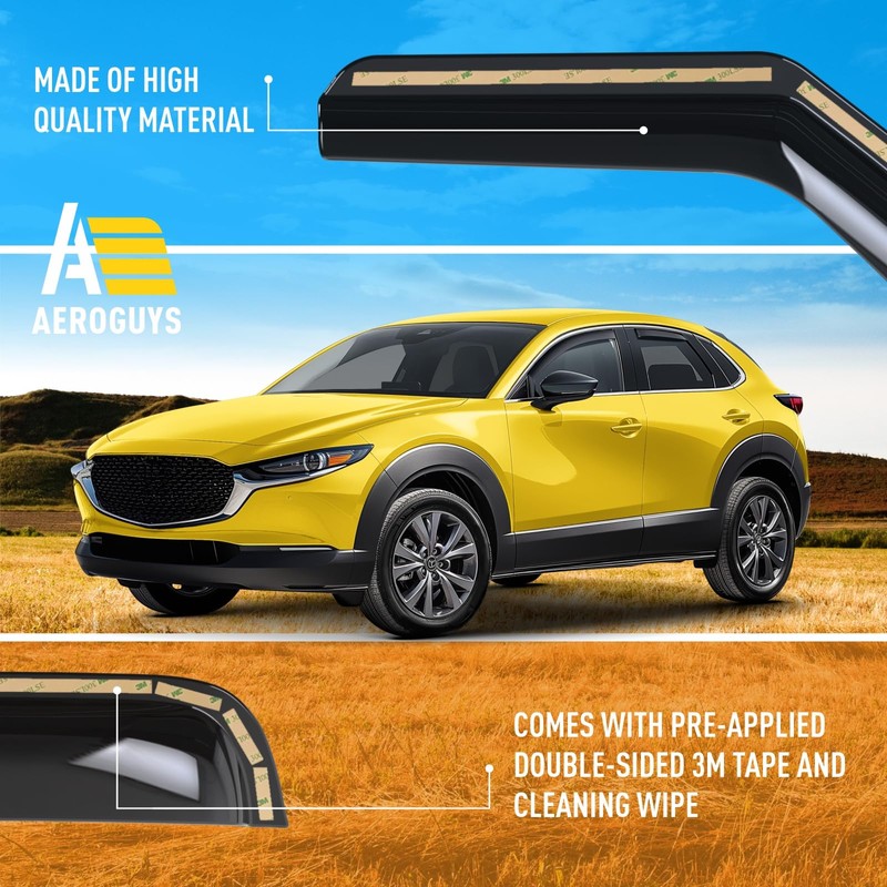 Extra Durable Window Deflectors in-Channel Window Visors Rain Guards Fit