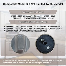 RKJFHIUR WB03K10265 Burner Control Knobs, 2 Pcs Top Burner Control Knob Assembly for General Electric CGS985SET1SS Gas Stove,Replacement for AP4363671 PS2339711 WB03K10242 1473247 EAP2339711