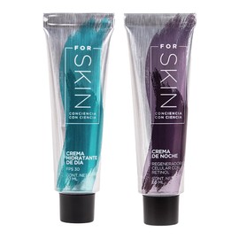 For Skin Kit duo: Crema facial hidratante de día con protector solar 60 ml y crema facial de noche con Retinol 60 ml | Hidratación y protección diaria + renovación nocturna | Ideal para todo tipo de piel