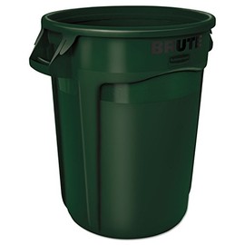 Brute Rubbermaid Round Container - 32-Gallon Capacity - Green - Green