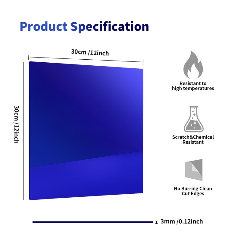 3pack Mirror Acrylic Sheets, 12" x 12" Opaque Glossy Mirror