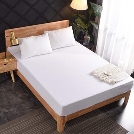 Waterproof Mattress Protector 200x200cm Breathable Mattress Cover with Elastic Band Fitted Sheet, 30 cm Deep (200x200cm)