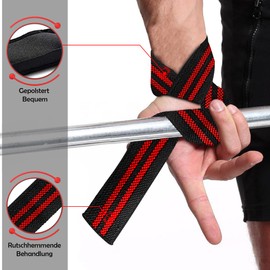MERCURYAL Powerlifting Straps - Gym Accessories - Lifting Straps for Deadlifts - Black & Red