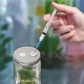 96 Pieces 20 mm 0.3 μm Synthetic Filter Paper Stickers and 100 Pieces 20mm Silicone Self-Healing Adhesive Injection Ports for Mushroom Growing Cultivation, Mushroom Mycology Supplies