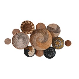 12 Baskets For Wall Decor, Boho Wall Baskets Decor Set, Seagrass Wall Decor, Wall Hanging Decor, Hanging Woven Wall Basket, Wicker Wall Decor, Woven Wall Decor