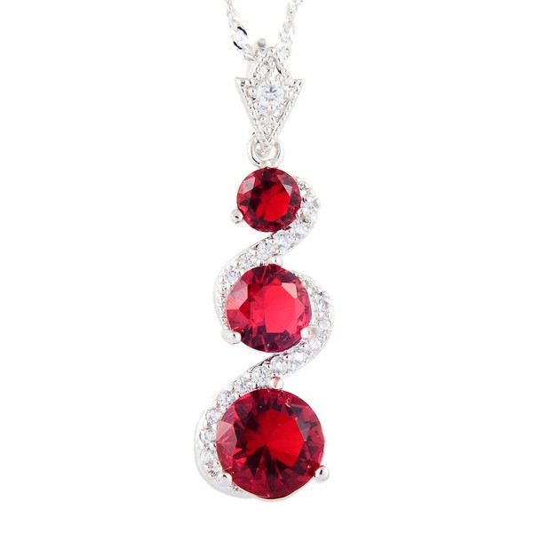 RIZILIA Three-Stone Pendant with 45cm(18") Chain & Round Cut Gemstones