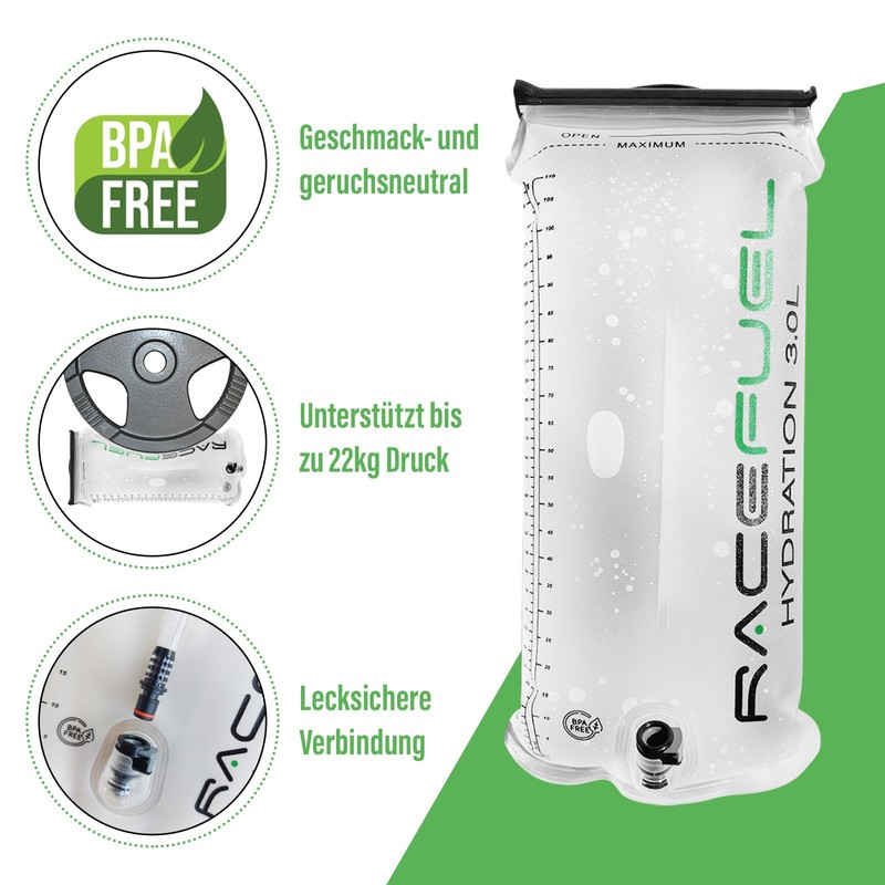 RaceFuel Outdoor Hydration Bladder with Hydration Tube for Sports and
