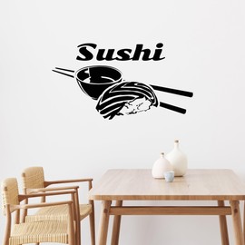 Vinyl Wall Decal Sushi Japanese Food Restaurant Japan Stickers Large Decor (ig4664) Black