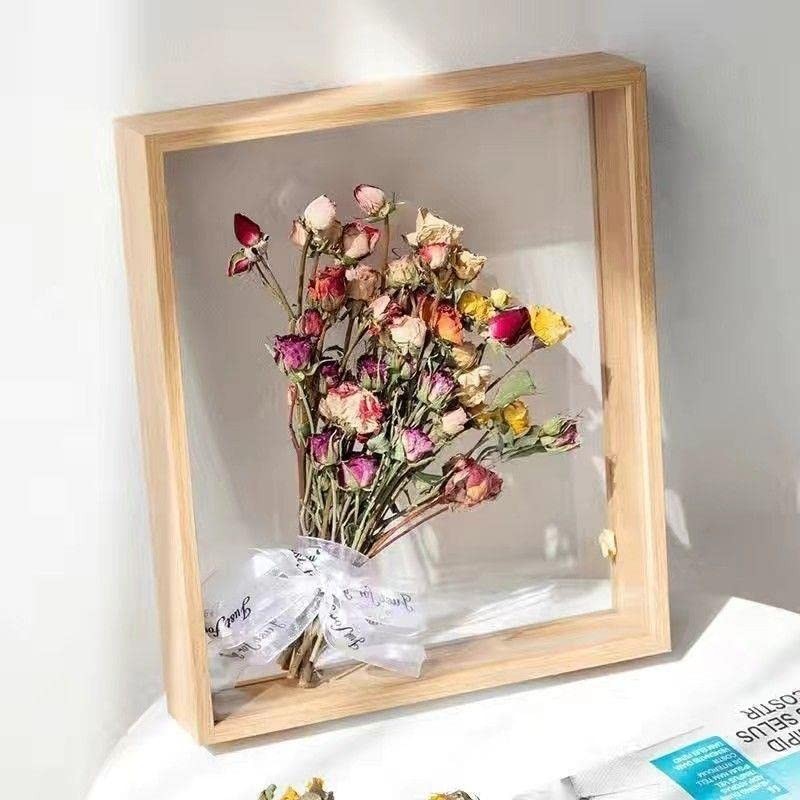 JOSON Wooden Dried Flower Photo Frame Dried Flower Display Stand
