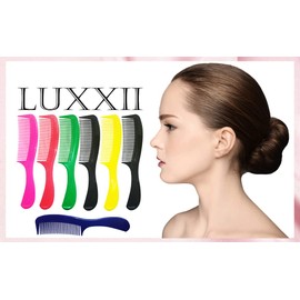 LUXXII - (7 Pack) 8" Colorful Styling Essentials Round Handle Comb Designed for All Hair Types