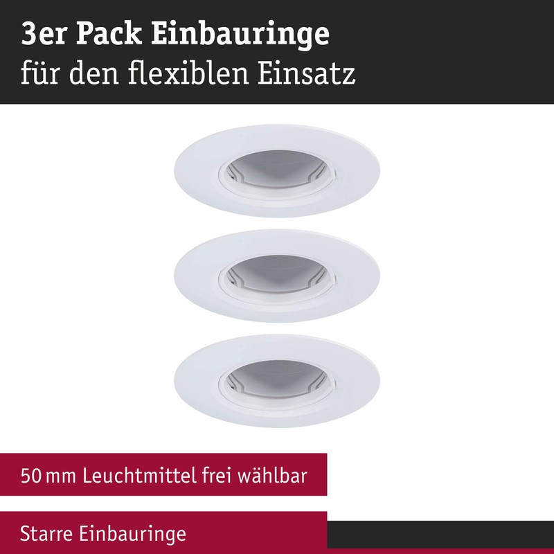 Paulmann 92112 Recessed Light Set of 3 Rigid Round 90