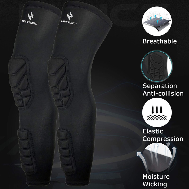 HOPEFORTH Knee Calf Padded 2 Pack Compression Leg Sleeve Shin