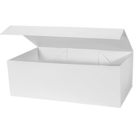 Gift Box 1PC 13.5x9.5x4'' Collapsible with Magnetic Lid Closure Rigid Large Size Gift Packaging Box for Valentine's Day Set, Mother's Day, Father's Day, Party, Weddings, Birthdays (Matte White)