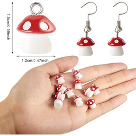 50 Pieces Mushroom Charm Pendant Mushroom Resin Charm Mushroom Jewelry Finding Charm DIY Pendant Making Resin Charm for Bracelet Necklace Earrings Keychain Craft