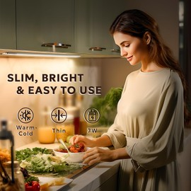 MYPLUS 2pcs 12" Under Cabinet Lights with 5 Color Temperature, Side-Illuminated, Dimmable 285 Lumens,49 LEDs,7W,LED Light Bar Plug-in for Kitchen, Cabinet, Counter and Shelf