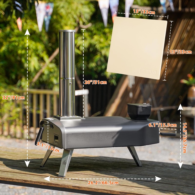 Mimiuo Outdoor Pizza Oven 12" Pellet Pizza Oven with Square