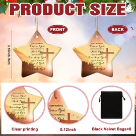 Suilung 6 Pcs Christmas Christian Ornaments Star Shaped Bible Verse Double Side Printing Ceramic Inspirational Religious Gifts Christmas Tree Hanging Decor for Employee Women Men