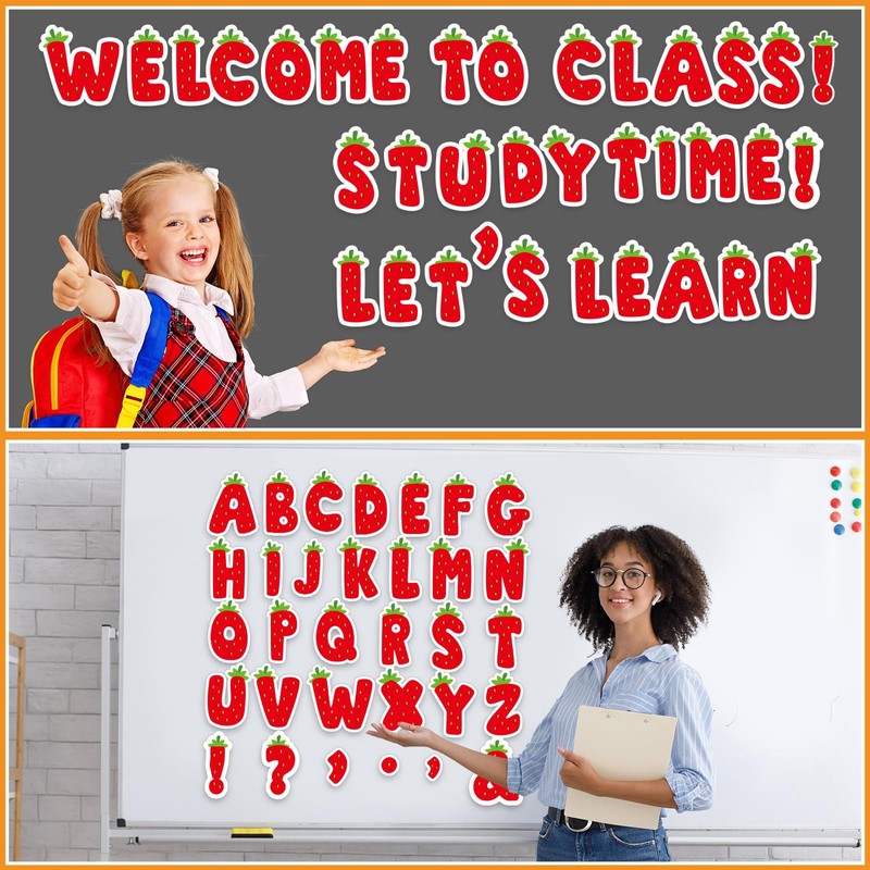 150 PCS Large 6" Bulletin Board Letters Set, Strawberry Classroom