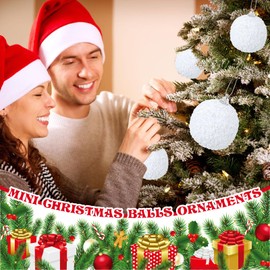 Liliful 12 Pcs 2.36 Inch Christmas Ball Ornaments Glitter Sequin Foam Christmas Tree Ornaments Decorative Hanging Christmas Decorations Tree Balls for Holiday Wedding Party Decorations (White)