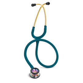 3M Littmann 3M Littmann Classic II Pediatric Stethoscope, 2153, Stainless Steel Rainbow-Finish Chestpiece, 28" Caribbean Blue Tube, Brass Stem, and Headset