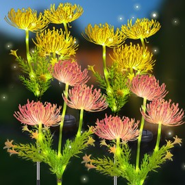 Neporal Garden Solar Lights Outdoor Decorative, 2024 Upgraded Solar Panel + 2 Lightning Modes, IP65 Solar Flowers Outdoor Waterproof for Yard/Backyard/Garden Decor, 4PK Solar Flower Lights Outdoor