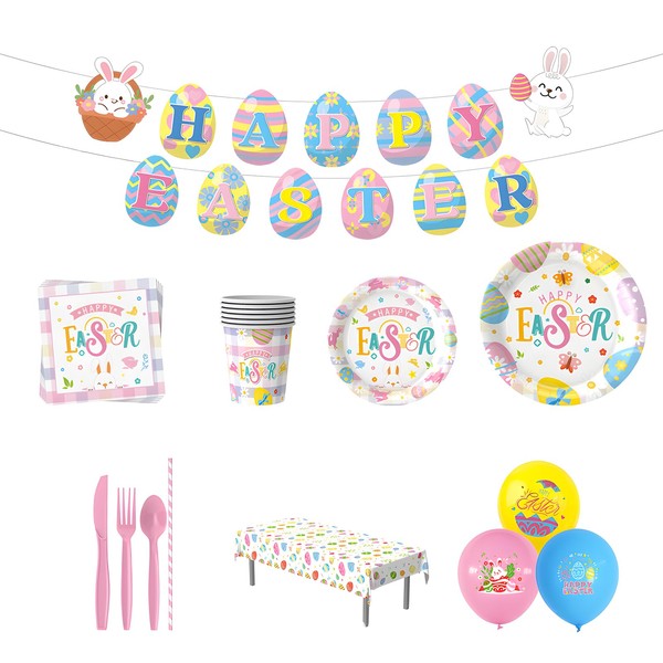 Easter Bunny Birthday Party Decorations Kit with Bunny Birthday Banner,