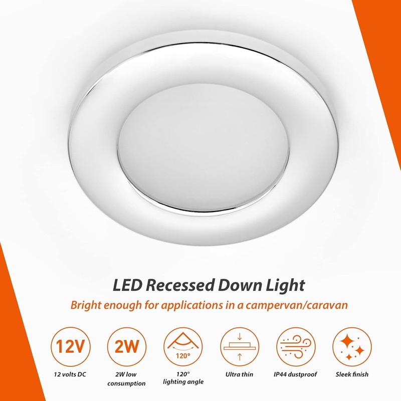 RV Recessed Mount Ceiling Light 2.7”12V Down Light for Camper