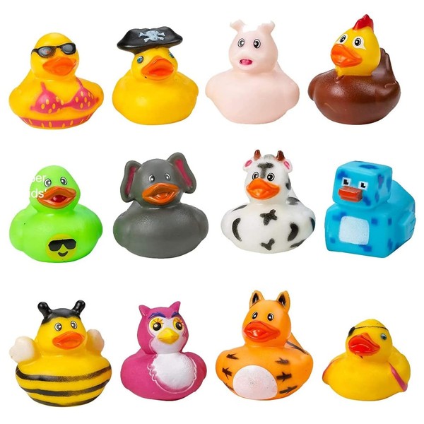 Kicko Assorted Rubber Ducks in Bulk - 100 Ducklings, 2 Inch – Jeep Ducks for Kids, Baby Bath Toys, Sensory Play, Stress Relief, Novelty, Stocking Stuffers, Classroom Prizes, Supplies, Holidays