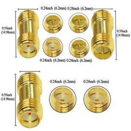 SMA Coupler Barrel Adapter TUOLNK SMA Female to RP-SMA Female RF Connector - Kit Antenna Radio Pack RF Connector - Converter Pack of 3
