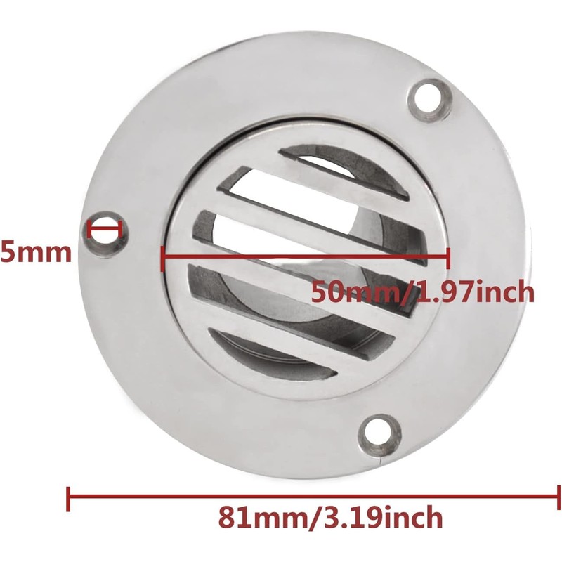 JT-HLM Marine Boat Deck Floor Drain Scupper 1-1/2 Inch(38mm) Stainless
