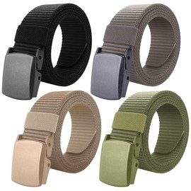 4 Piezas Cinturón Táctico Hombre,Cinto hombre,Cinturón Táctico Nailon Militar Regalos para Hombres,Cómodo y Transpirable,Deportes, Golf, Ocasiones Casuales y Formales（Negro+Gris+Verde Militar+Caqui）