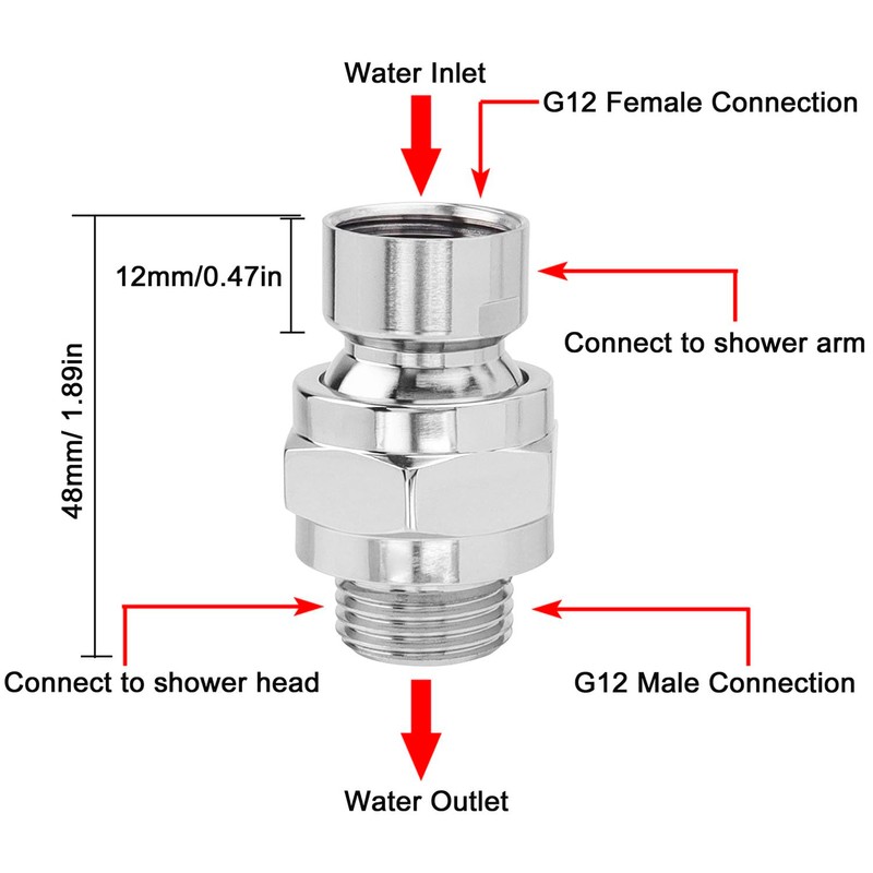 Gasea Shower Head Adapter, 360° Universal Rotating Shower Head Ball
