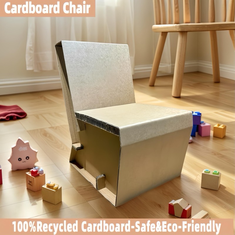 Mini Cardboard Chair - 11.8" Deep Seat, DIY Decoratable, Tool-Free