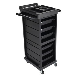 Rolling Trolley Cart Beauty Barber Carts Hair Salon Storage Cabinet Lockable Design 7Layer with 4Universal Wheels Easy to Move for Nail Salons Spas Stores Cosmetic (Black)