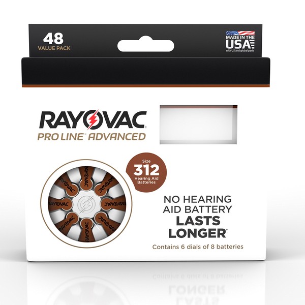 Rayovac Proline Mercury-Free Hearing Aid Batteries Size 312 (48)