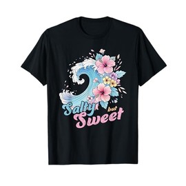 Salty but Sweet Wave Hibiscus Floral Tropical Surf Aesthetic T-Shirt