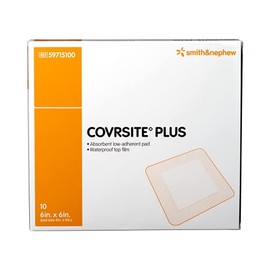 Smith & Nephew COVRSITE◊ Plus Cover Dressing, Waterproof Dressing for Wounds, Absorbent and Gentle Adhesive Dressing Wound Care Products, 4 x 4 Inches